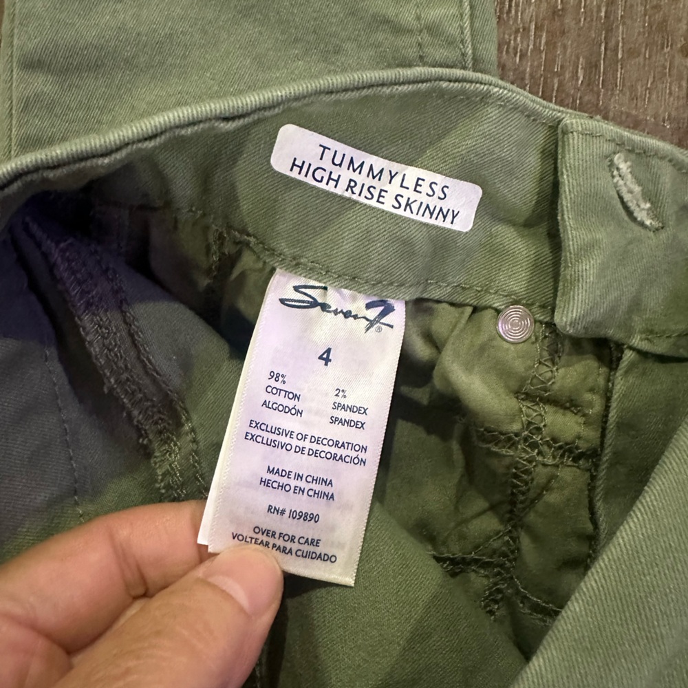 Seven7 Tummyless Olive Green Skinny Jeans - Picture 8 of 11